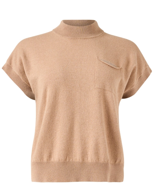 Stylish Brown Wool, Silk, and Cashmere Blend Knit Sweater for Daily Wear