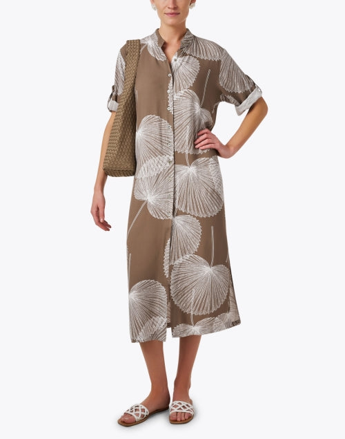 Morning Break Palm Print Women's Casual Shirt Dress