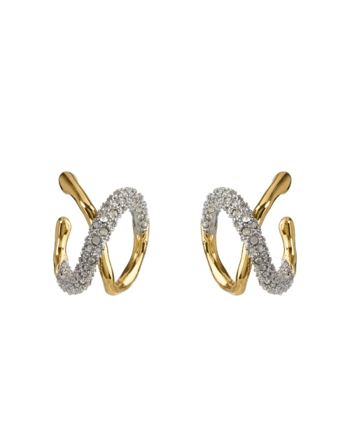Exquisite Solanales 14k Gold - Plated Brass Infinity Twist Sparkling Crystal Earrings