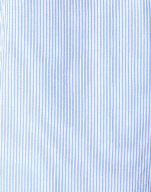 Blue Striped Embroidered Cotton Poplin Casual Tunic Blouse by Gretchen Scott