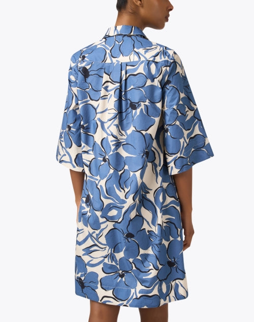 Jackalyn Blue Cotton Floral Printed Shirt-Style Dress