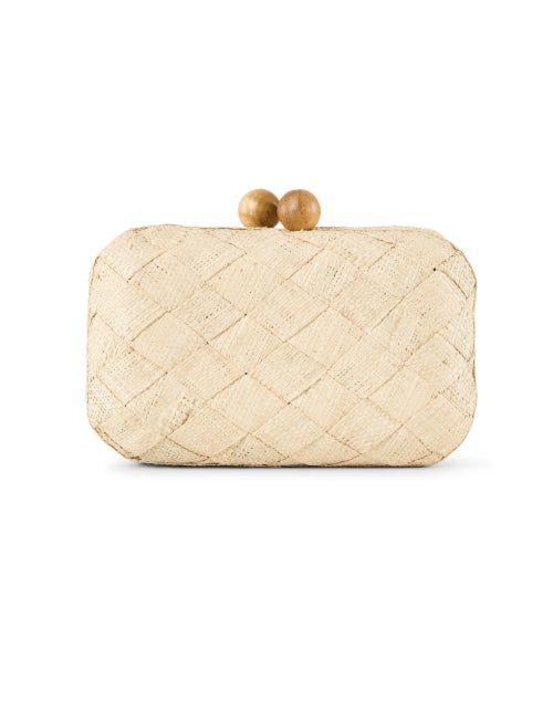 Stylish Hand - woven Island Clutch with Kiss - lock and Removable Gold Chain Strap