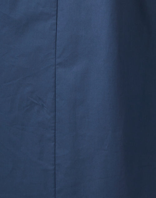 Stylish Navy Poplin Henley Neckline Shift Shirt Dress