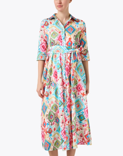 Vilagallo Brenda's Stylish Multi - Ikat Print 100% Cotton Dress