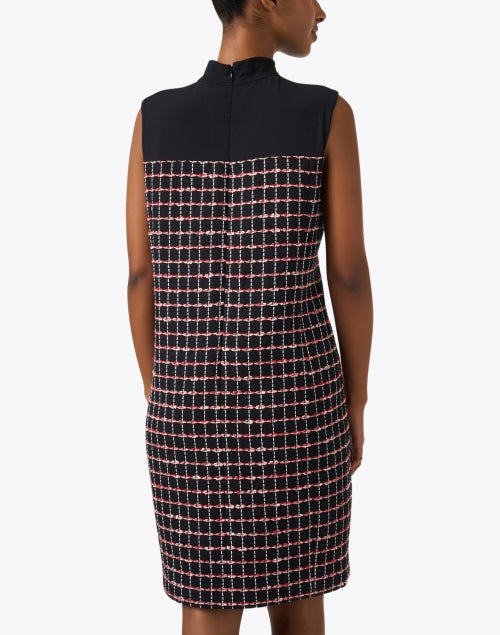 Stylish Black Multi - Patterned Tweed Women's Shift Dress
