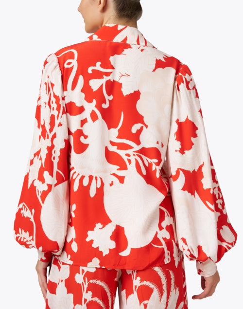 Stylish Londyn Red Floral Oversized Blouse with Balloon Sleeves