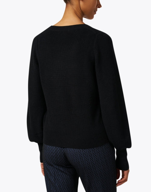 Stylish Black Cotton - Silk Balloon - Sleeve Sweater for Women