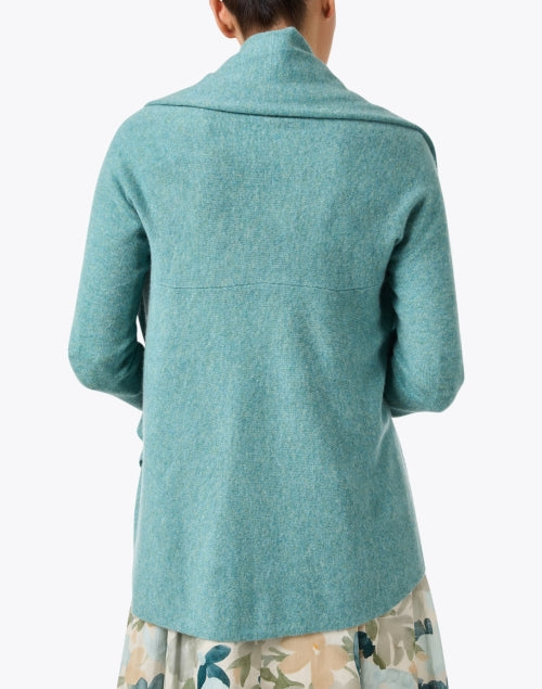 Elegant Aqua Cashmere Loose-Fit Circle Cardigan