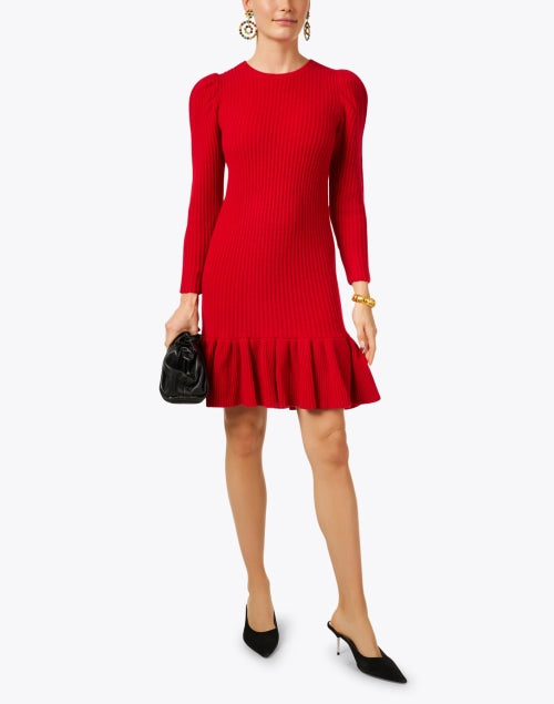 Stylish Doyle Red Wool-Cashmere Blend Knit Sweater Dress for Fall