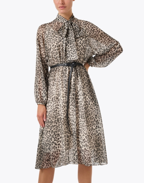 Max Mara Studio Glizia Leopard Print Silk Midi Dress for Women