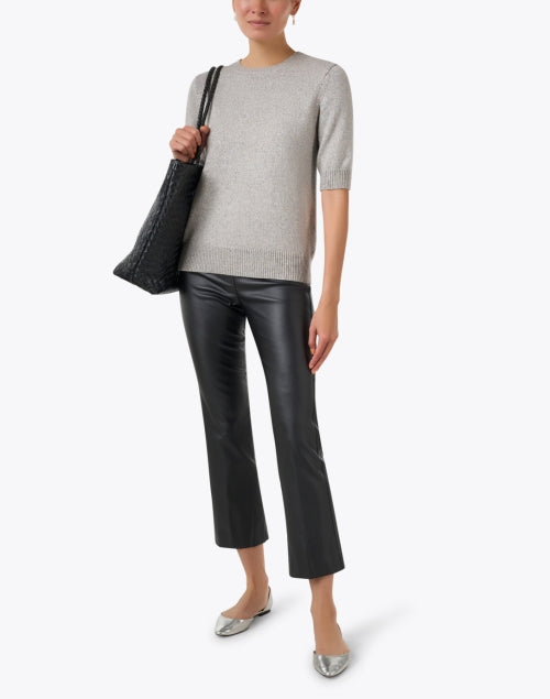 Elliot Lauren Black Coated Stretchable Cropped Bootcut Pull - on Pants
