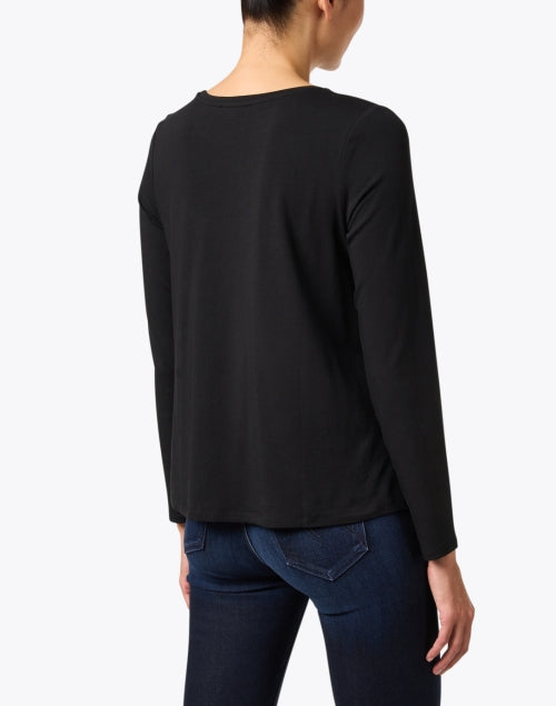Eileen Fisher Women's Black Stretchy Jersey Casual Top for Various Occasions