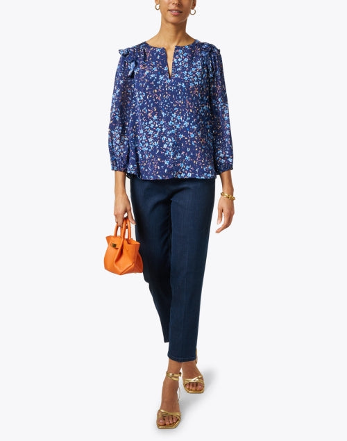 Shoshanna Women's Clover Navy Multi - colored Printed Casual Top
