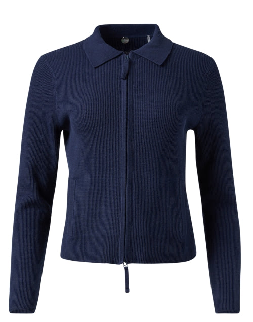 St. Carmel Navy Blue Cotton Waffle Knit Casual Jacket for Layering