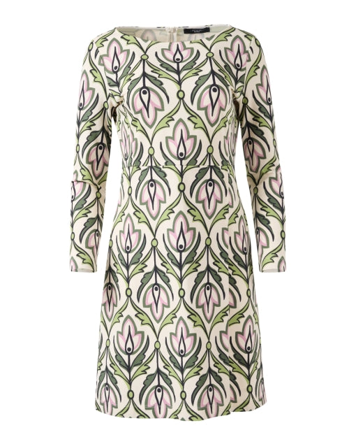 Weekend Max Mara Rampur Green and Pink Floral Print Stretch Jersey Dress