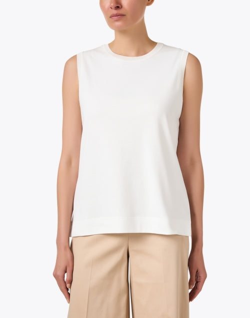 Exquisite 100% Cotton Ivory Sleeveless Tank Top for Timeless Style