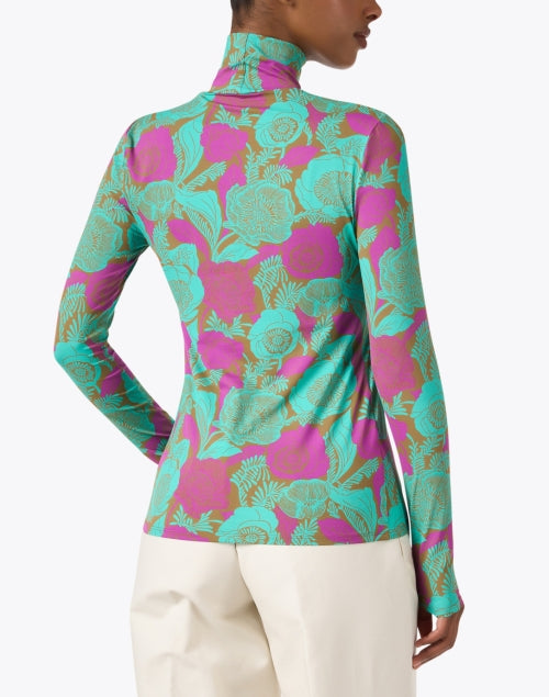 Stylish Multi - Floral Print Women's Turtleneck Top for Fashionable Outfits
