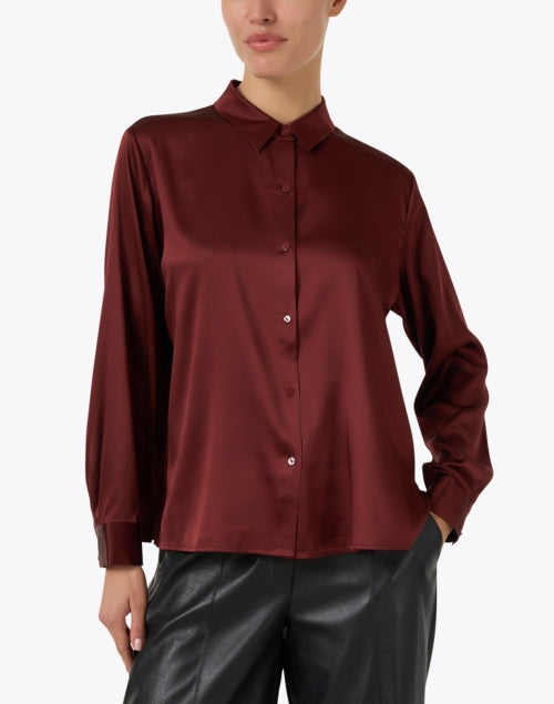 Exquisite Redwood Brown Silk Women's Blouse for Various Occasions