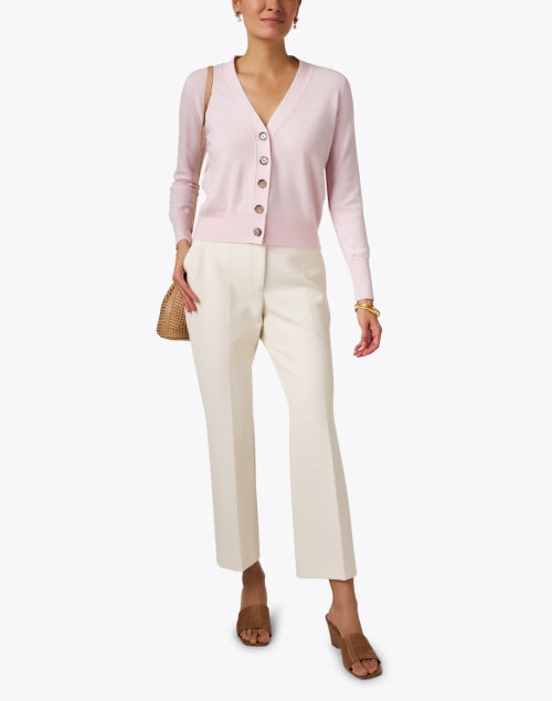 Allude Women's Fashionable Pink Knit Wool and Cashmere Blend Cardigan
