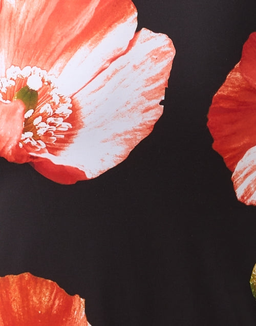Danya Black Stretch Jersey Dress with Poppy Print