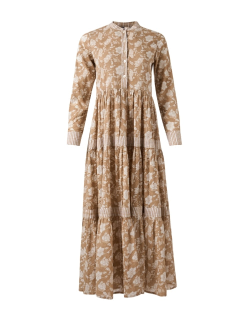 Ro's Garden Diwali Beige Cotton Floral Print Maxi Dress