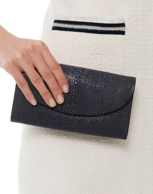 J Markell's Handmade Navy Baby Grande Stingray Clutch with Built - in Wallet