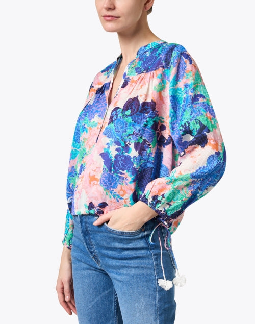 Stylish Valetta Blouse with Dreamy Pink and Blue Print Design