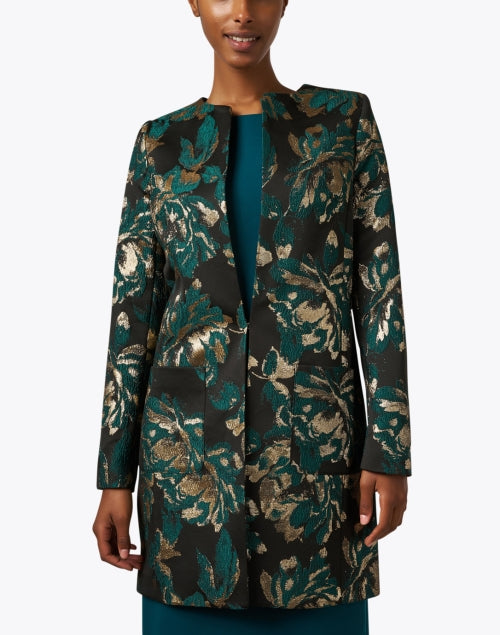 Stylish Alice Floral Jacquard Longline Jacket for a Chic Look