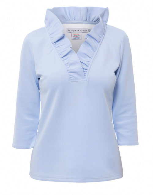 Periwinkle Women's Fashionable Ruffle Neck Stretch Top