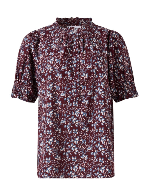 Stylish Los Altos Burgundy Floral-Printed Cotton Women's Top