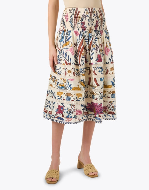 Fashionable Cream Multi - Pattern Printed Women's Skirt