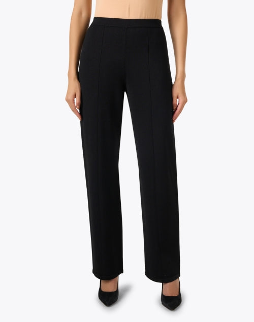 Black Lightweight Stretch Knit Wide Leg Pants for All - Day Comfort