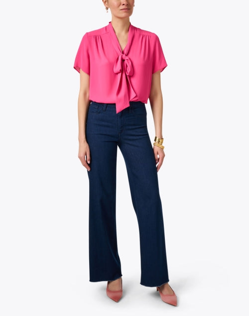 Stylish Mona Pink Women's Tie Neck Blouse for Elegant Occasions