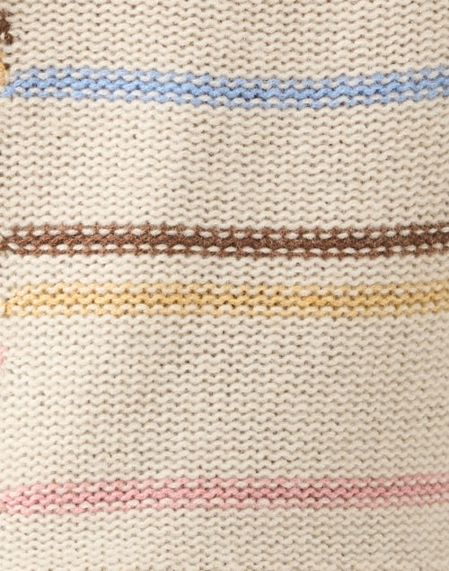 Beige and Colorful Multi - Stripe 100% Cashmere Women's Sweater
