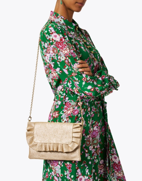 Riwana Luxury Gold-Colored Leather Clutch Bag