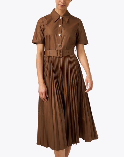 LK Bennett Cally Brown Women's Pleated Shirt-style Dress