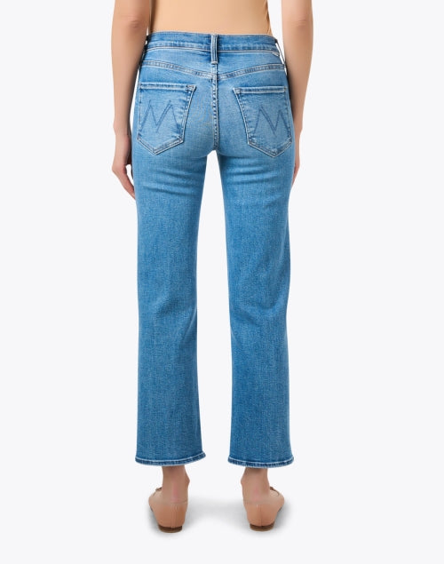 Mother's Light Blue Semi - Rigid Straight - Leg Ankle Jeans for a Laid - Back Look