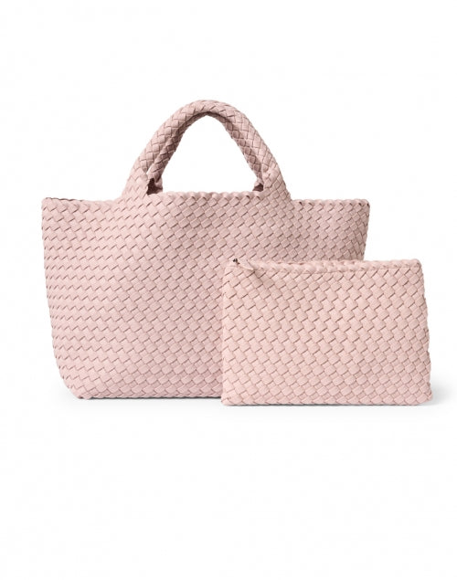 St. Barths Medium-sized Shell Pink Woven Neoprene Handbag with Matching Pouch