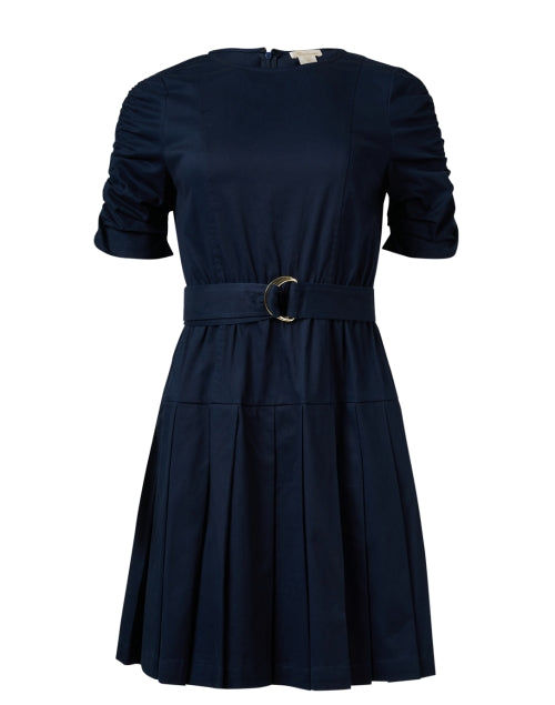 Navy Lilith Crisp Cotton Poplin Feminine Dress