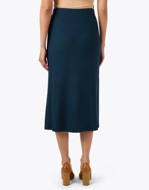 Teal Stretch Ribbed Knit Women's Midi Skirt