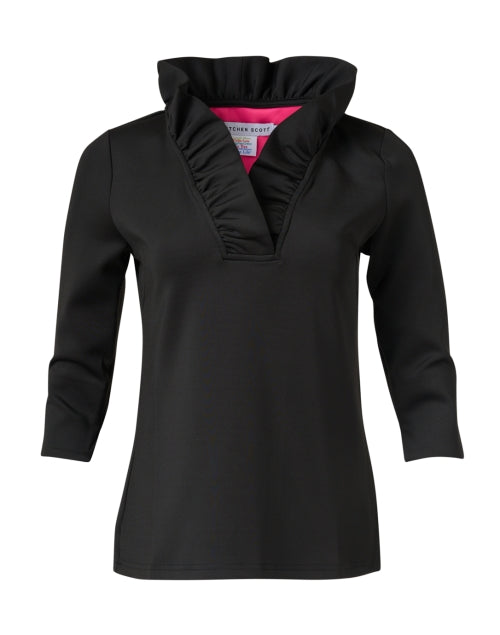 Stylish Women's Black Ruffled Neck Fashion Top