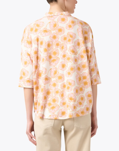 Stylish Orange and Pink Floral Patterned Men's Button - Front Shirt