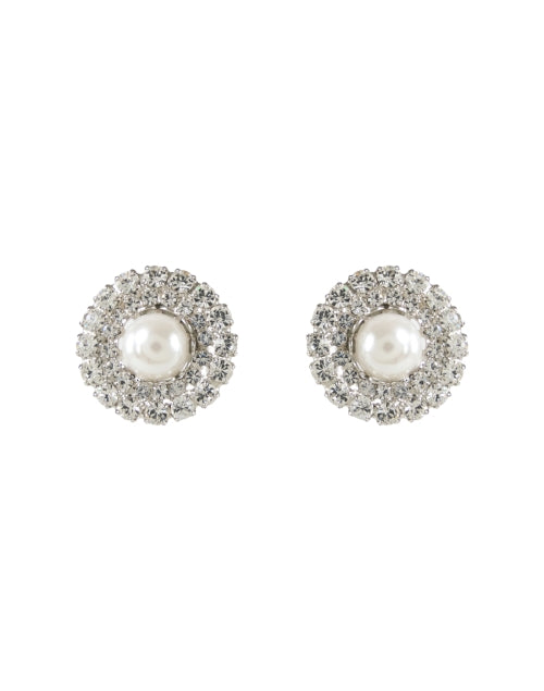 Exquisite Margalo Crystal and Large Pearl Stud Earrings