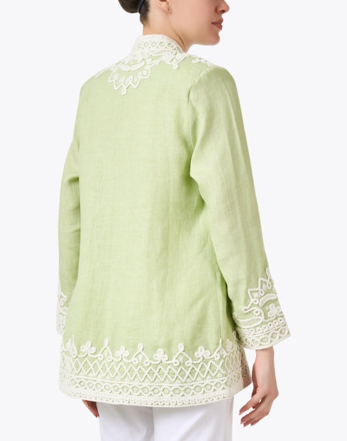 Exquisite Hand - Embroidered Green Linen Ceci Jacket for Women's Fashion