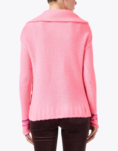 Luxurious Pink 100% Cashmere Quarter Zip Sweater with Feminine Flair