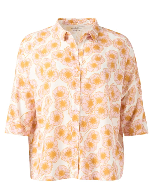 Stylish Orange and Pink Floral Patterned Men's Button - Front Shirt