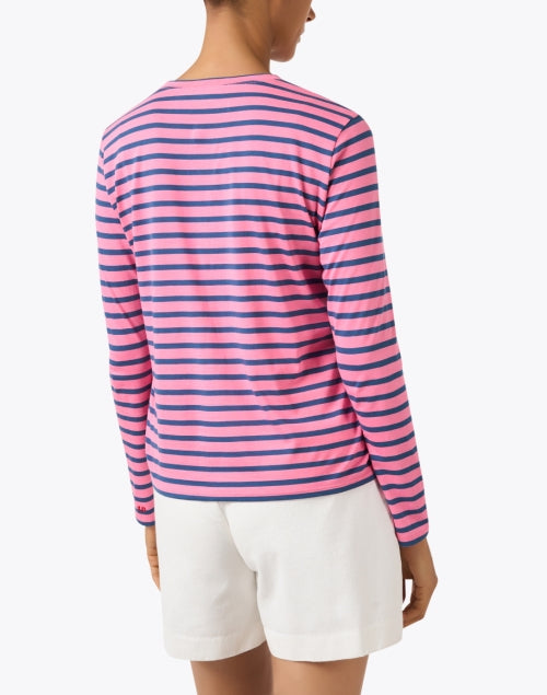 Stylish Pink and Navy Striped Long Sleeve Top