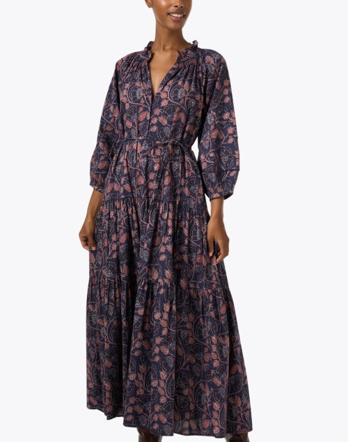 Stylish Trinidad Navy Multi - Printed Women's Cotton Dress for Versatile Wear