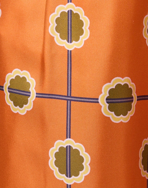 Stylish Orange Printed Silk Twill Wide - Leg Pants for Fashion - Forward Individuals