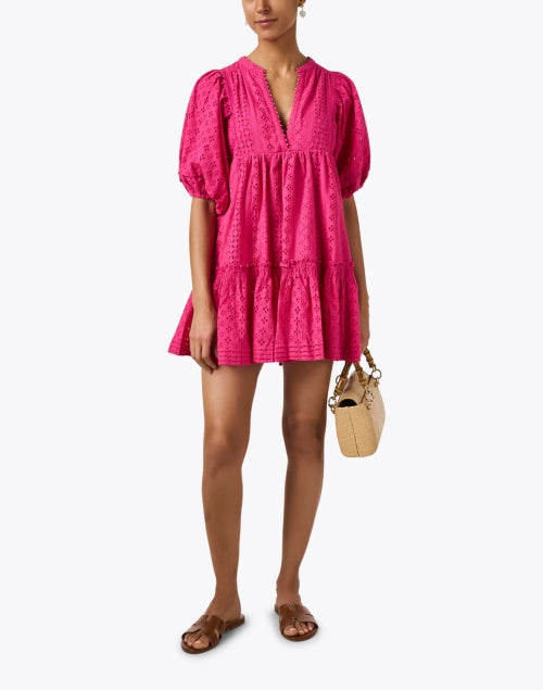 Aria Women's Pink Eyelet Mini Dress for Effortless Getaways